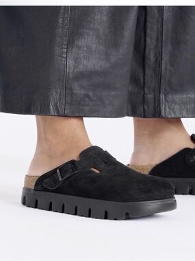 Birkenstock Papillio Boston Chunky Black Suede Clogs Women’s EU 39 US 8-9.5